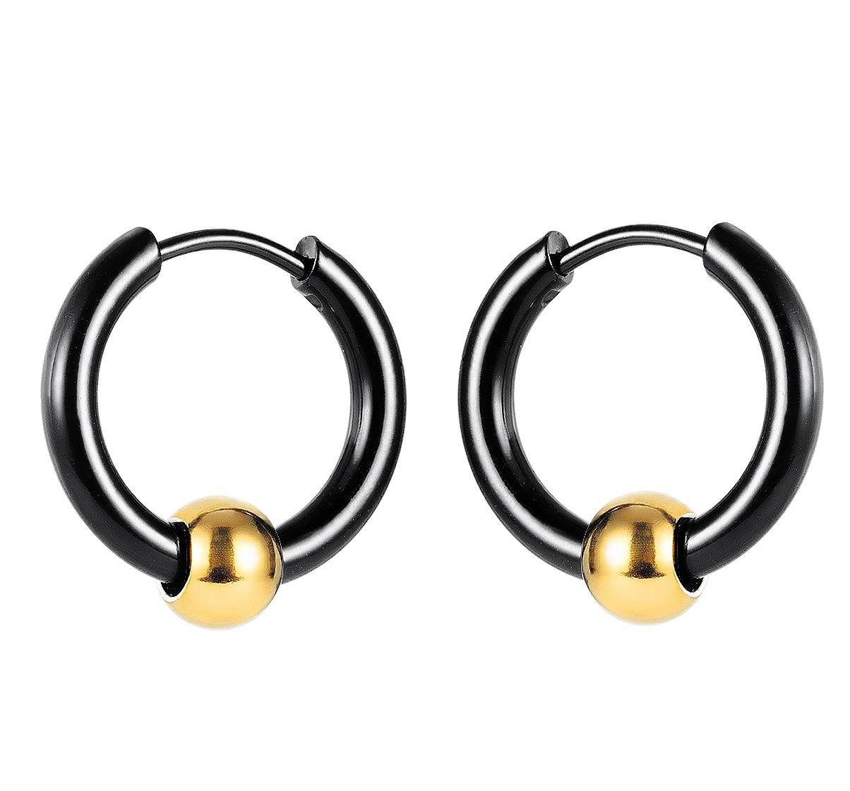 Factory Price Minimalist Black zinc Plated Stainless Titanium Steel Hoop Earrings Fashion Party Gift ornaments Manufacture