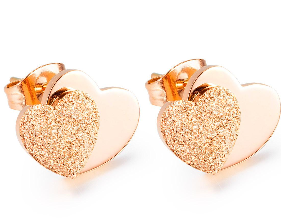Factory Price Romantic Love Heart Gold Plated Stainless Titanium Steel stud Earrings Beauty Fashion Gift ornament Manufacture
