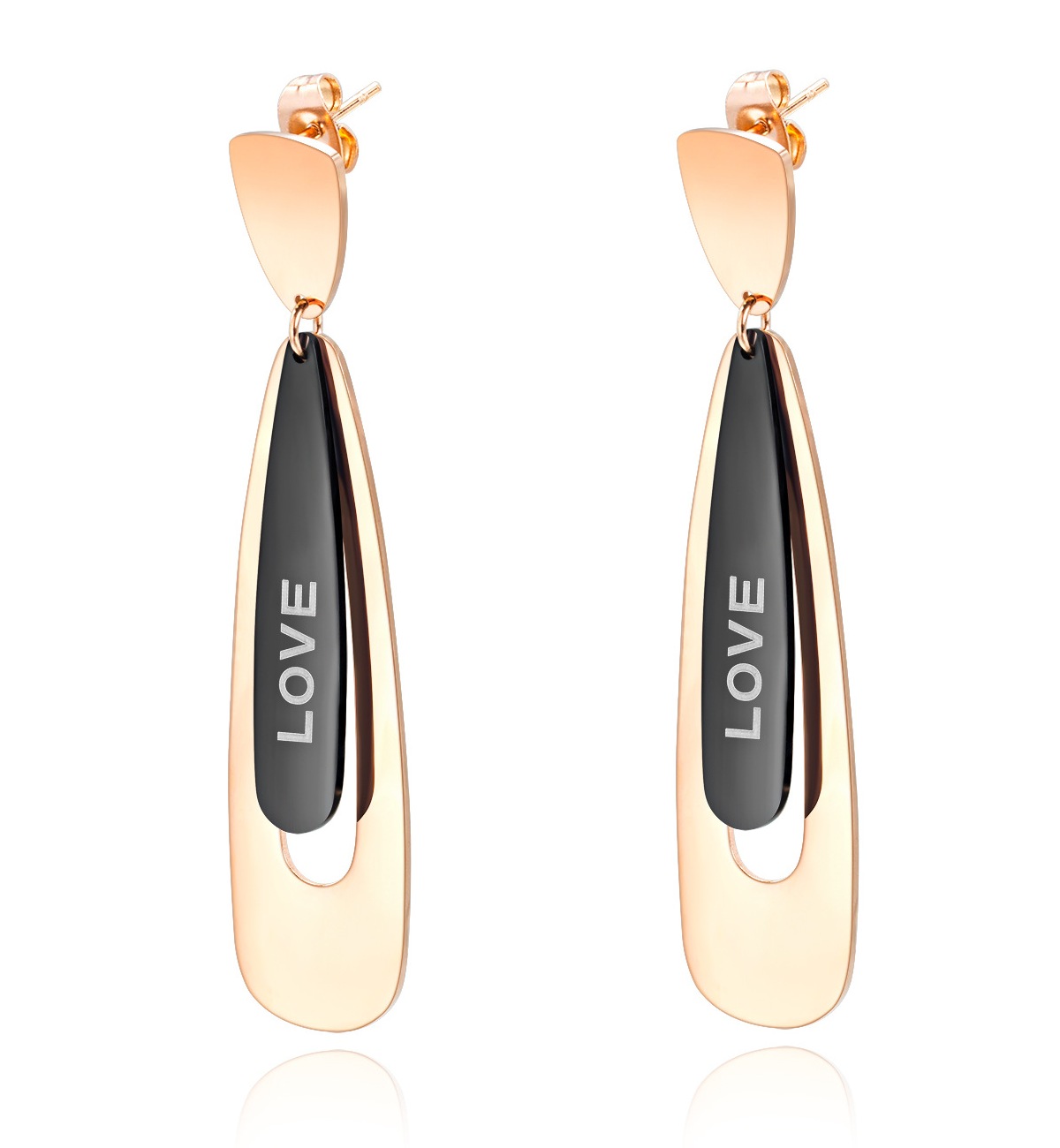 Factory Price New arrival Love signal Gold Plated Stainless Titanium Steel drop Earrings Beauty Fashion Gift ornament Manufacture