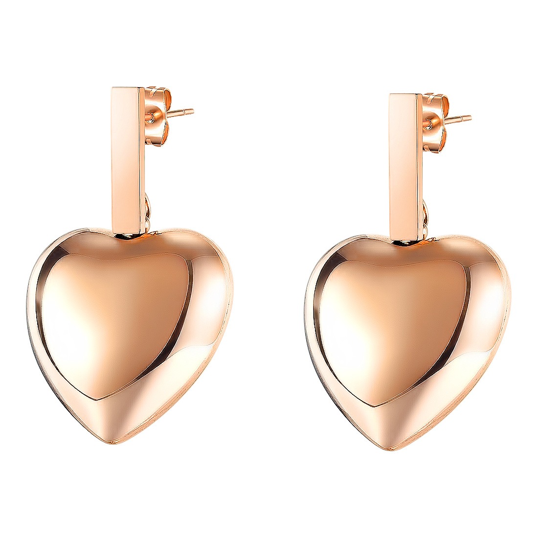 Factory Price New arrival Heart shape Gold Plated Stainless Titanium Steel Earrings Beauty Fashion Gift ornaments Manufacture