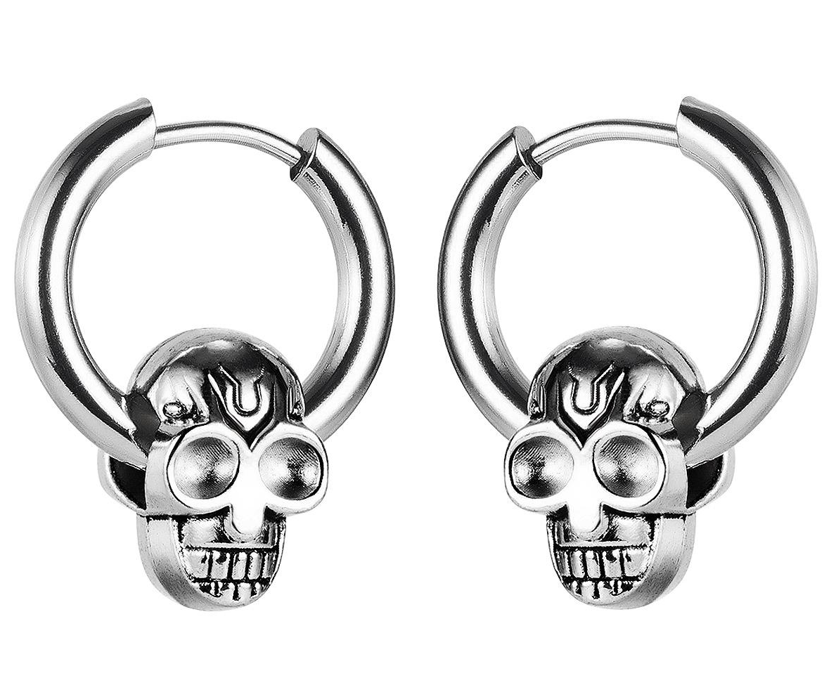 Factory Price New arrival Skull Silver Plated Stainless Titanium steel Hoop Earrings Fashion Party Gift ornament Manufacture