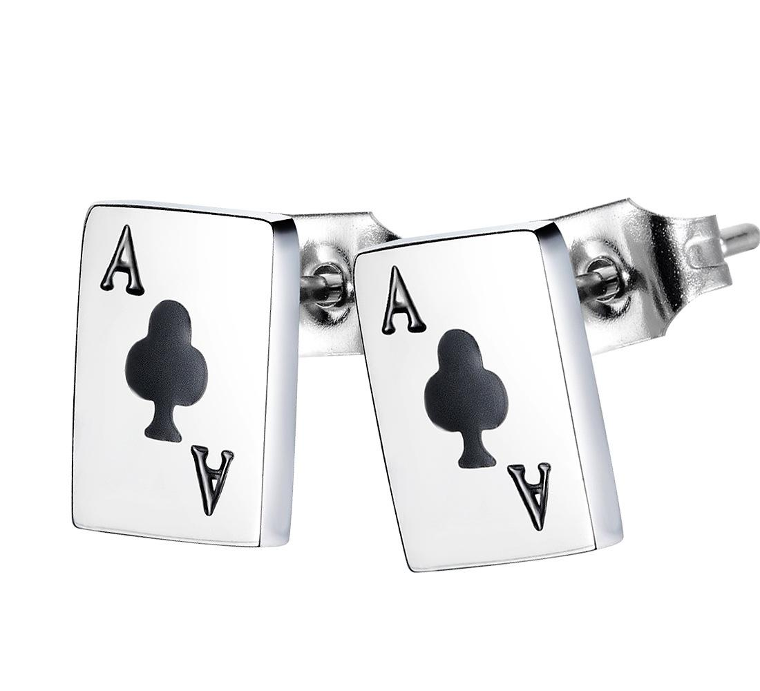 Factory Price New arrival Alice Poker Silver Plated Stainless Titanium Steel Earrings Beauty Fashion Gift ornaments Manufacture