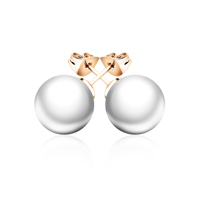 Factory Price Minimalist Elegant Fresh Pearl WhiteGold plated stud Earrings Beautiful Fashion Women Gift Jewelry Manufacturer