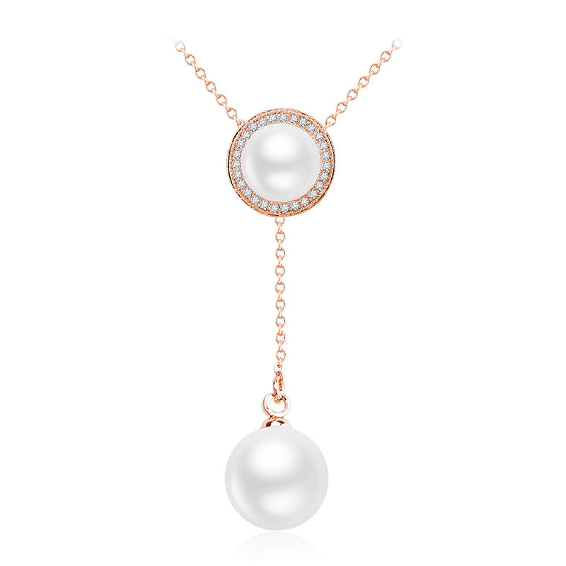 Small MOQ Beautiful Crystal & Fresh Pearl Gold Plated Pendant Necklace New arrival Fashion Women Gift Jewelry manufacture