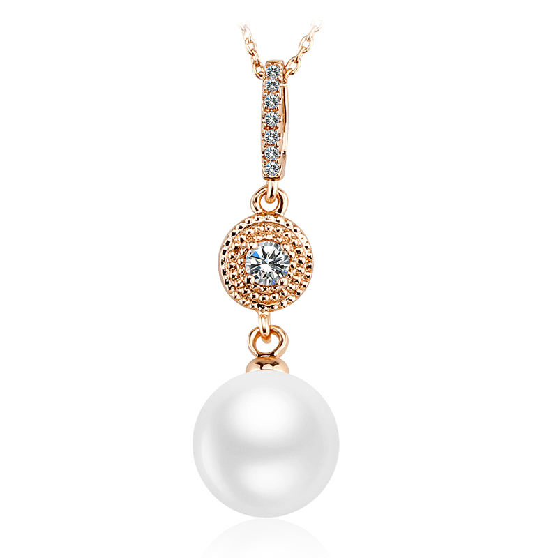 Fast delivery Beautiful Royal Crystal Fresh Pearl Gold Plated Pendant Necklace New arrival Fashion Women Gift Jewelry manufacture