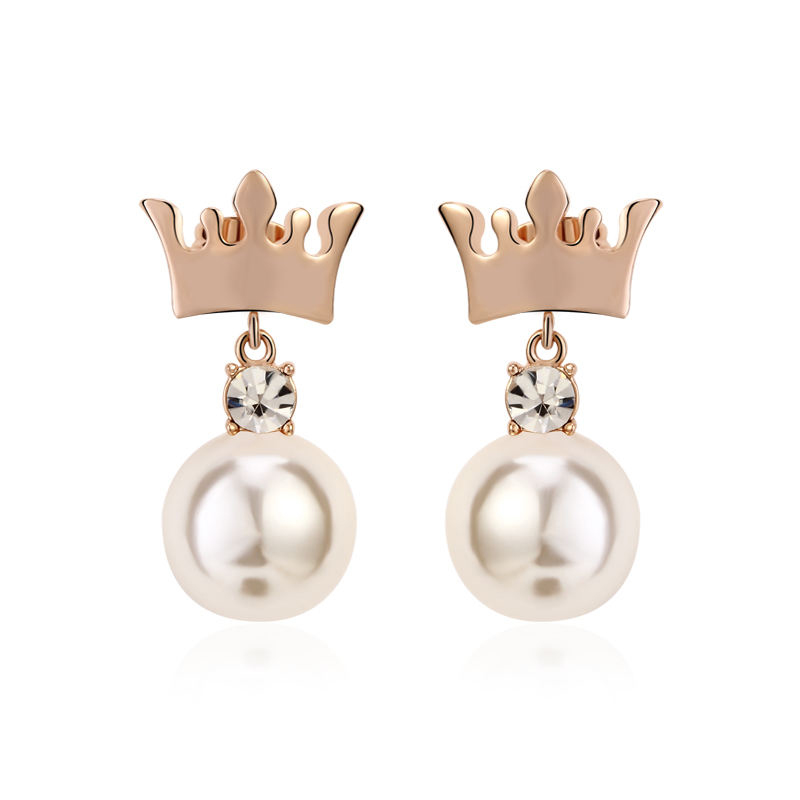 Small MOQ Royal crystal Freshwater Pearl Gold plated stud Earrings Beautiful Fashion Women Gift Jewelry Manufacturer