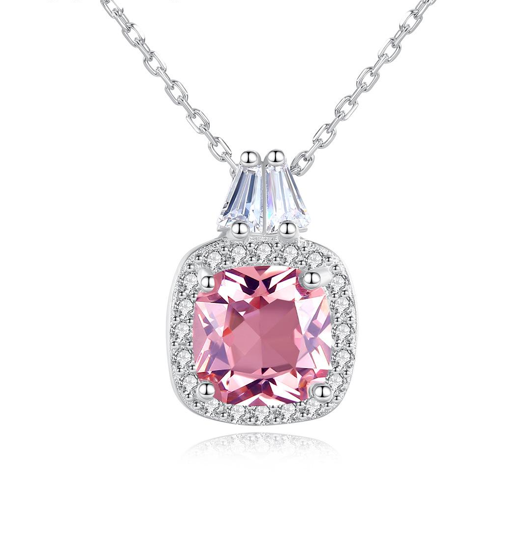 Factory Price Beautiful Juicy Pink Austrian Crystal zircon 925 Sterling Silver pendant Necklace Fashion Gift Jewelry for woman