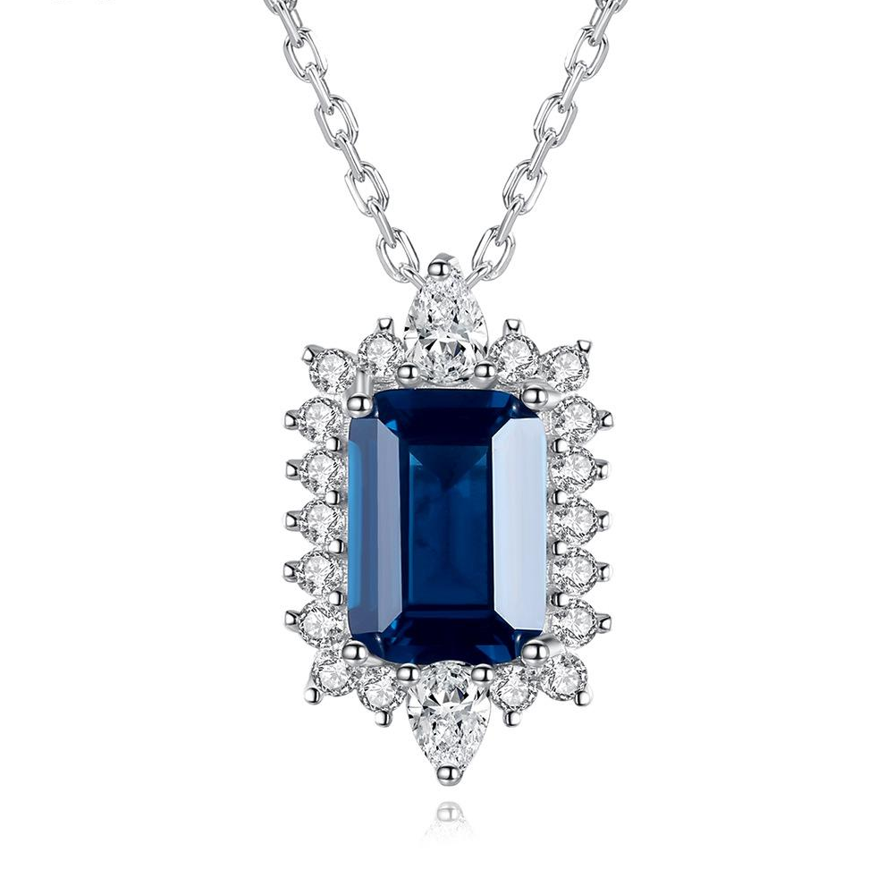 Factory Price Princess Royal Blue Austrian Crystal 925 Sterling Silver pendant Necklace Beautiful Fashion women Gift Jewelry