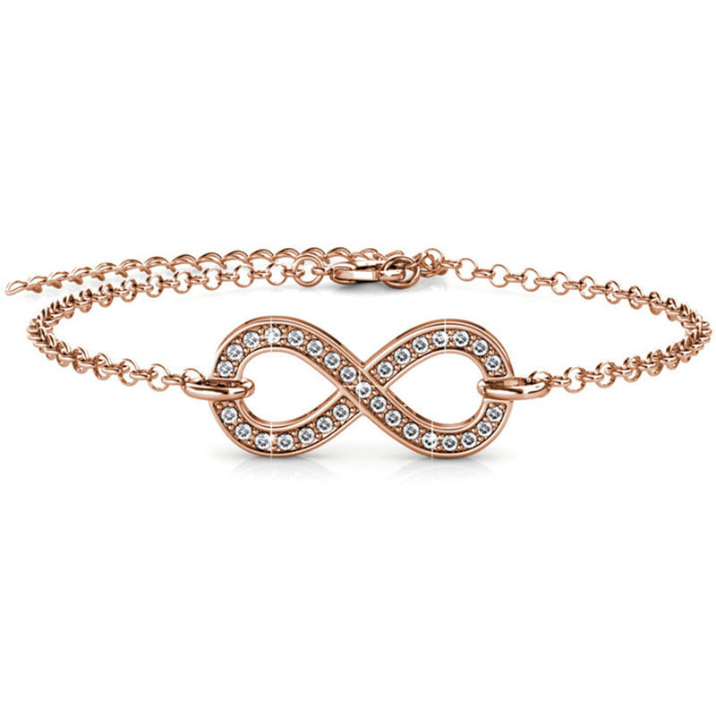 Fast delivery Luxurious Bow Crystal Bracelet S925 Silver Color Adjustable Infinity Charm Bracelets for Women Fashion Jewelry