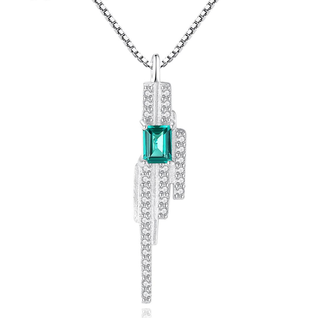 Fast delivery Fashion Emerald Austrian Crystal 925 Sterling Silver White gold pendant Necklace Beautiful Gift Jewelry for woman