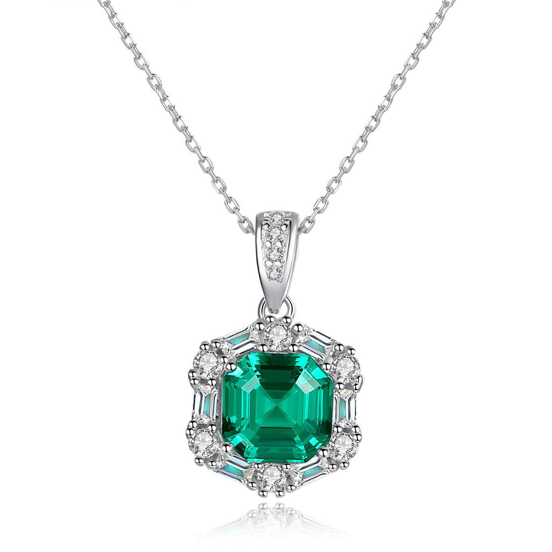 Fast delivery Royal Emerald Green Austrian Crystal 925 Sterling Silver pendant Necklace Beautiful Fashion Gift Jewelry for woman