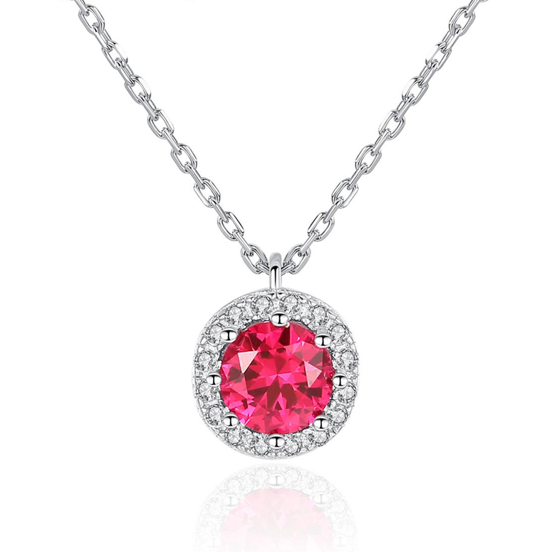 Fast delivery Beautiful Ruby Red Austrian Crystal 925 Sterling Silver pendant Necklace Fashion Gift Jewelry for woman