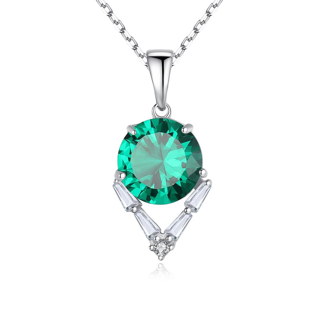 Fast delivery Geometric Emerald Austrian Crystal 925 Sterling Silver pendant Necklace Beautiful Fashion Gift Jewelry for woman