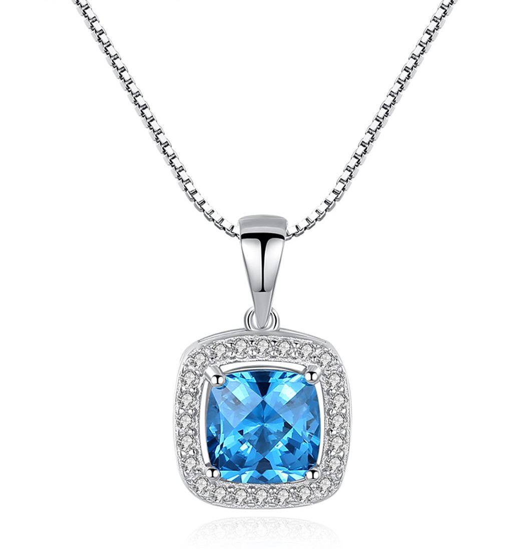 Fast delivery Classic Square Austrian Crystal 925 Sterling Silver pendant Necklace Beautiful Fashion women GiftJewelry manufacture