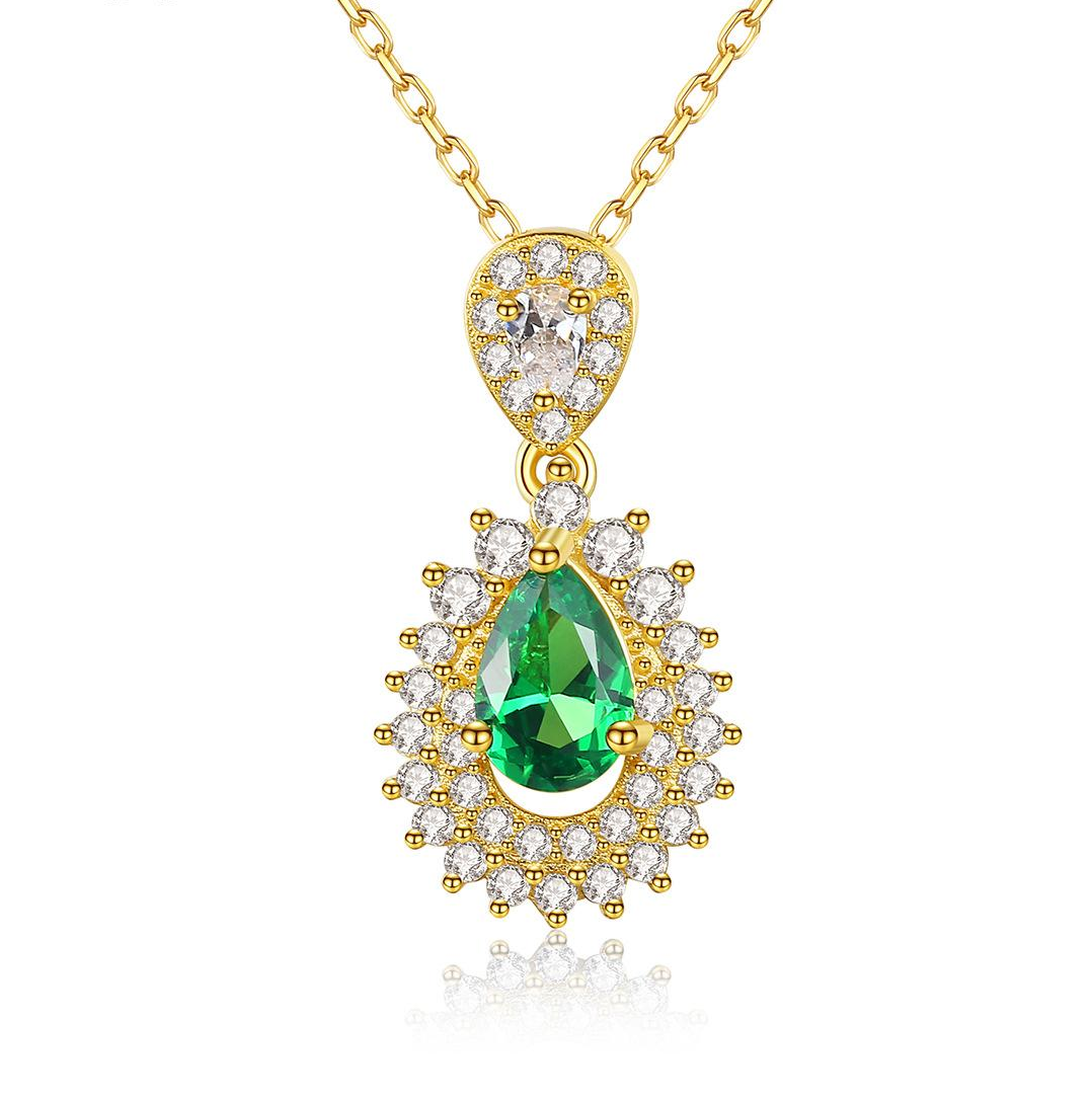 Fast delivery Beautiful Emerald Austrian Crystal 925 Sterling Silver pendant Necklace Fashion Royal Gift Jewelry for woman