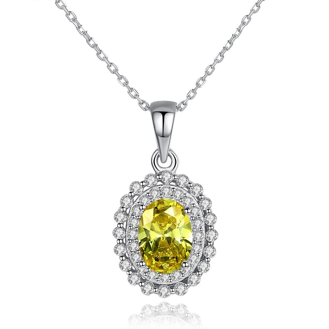 Small MOQ Royal Occidental Topaz Austrian Crystal 925 Sterling Silver pendant Necklace BeautifulFashion Gift Jewelry for woman