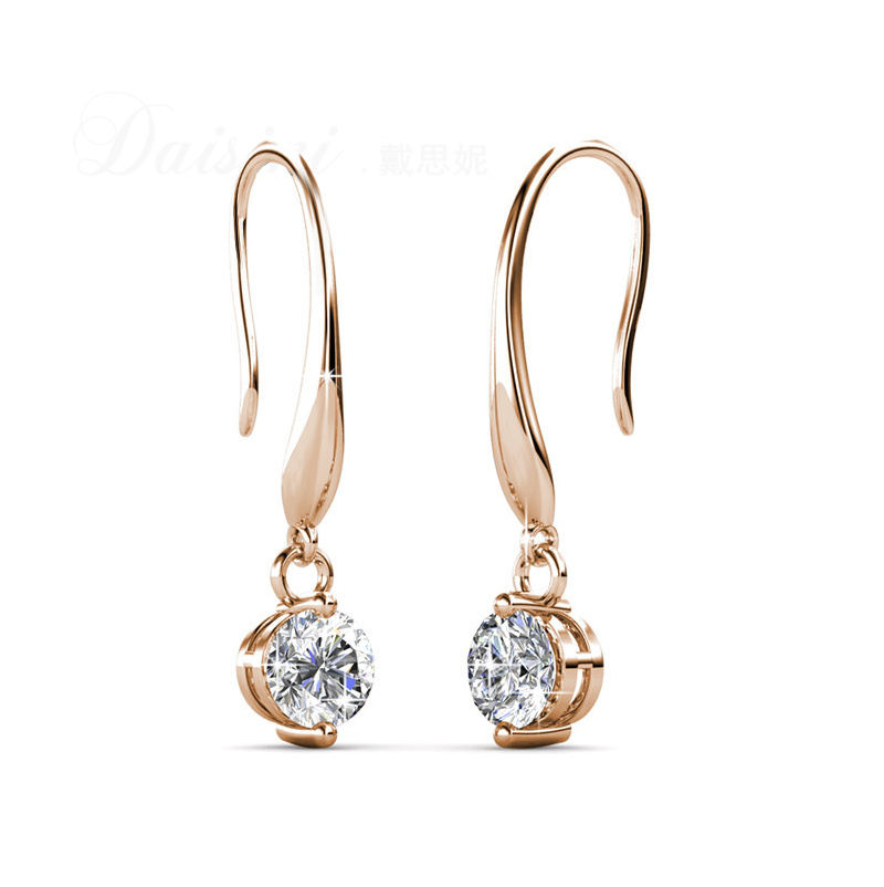 Fast delivery French Crystal Elegant Long Style All-Match Niche Dew Water Drop Dangle Hook Earrings For Women Jewellery