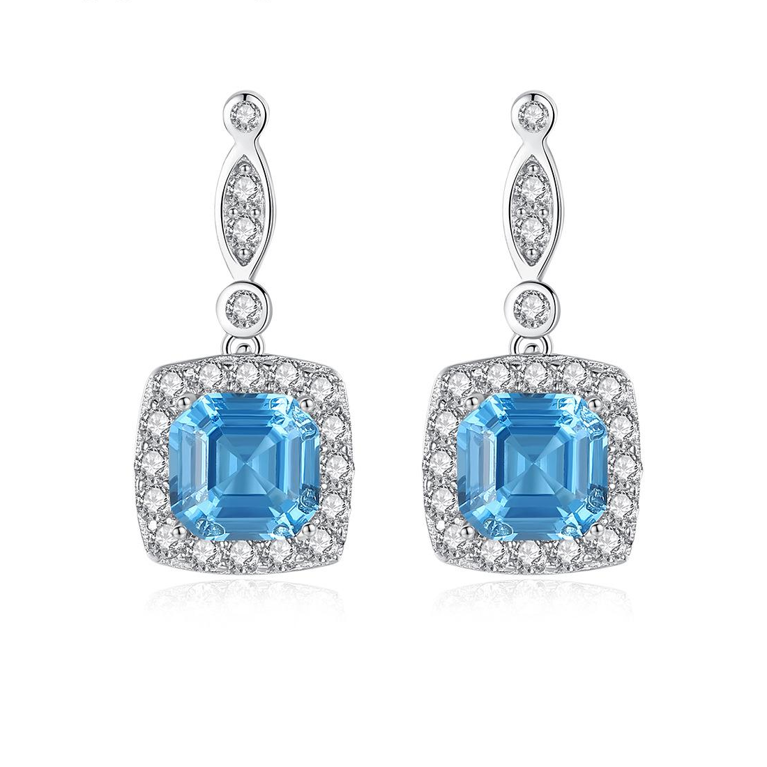 Fast delivery Beautiful Sapphire Blue Austrian Crystal 925 Sterling Silver Drop Earrings Fashion Royal Gift Jewelry for woman