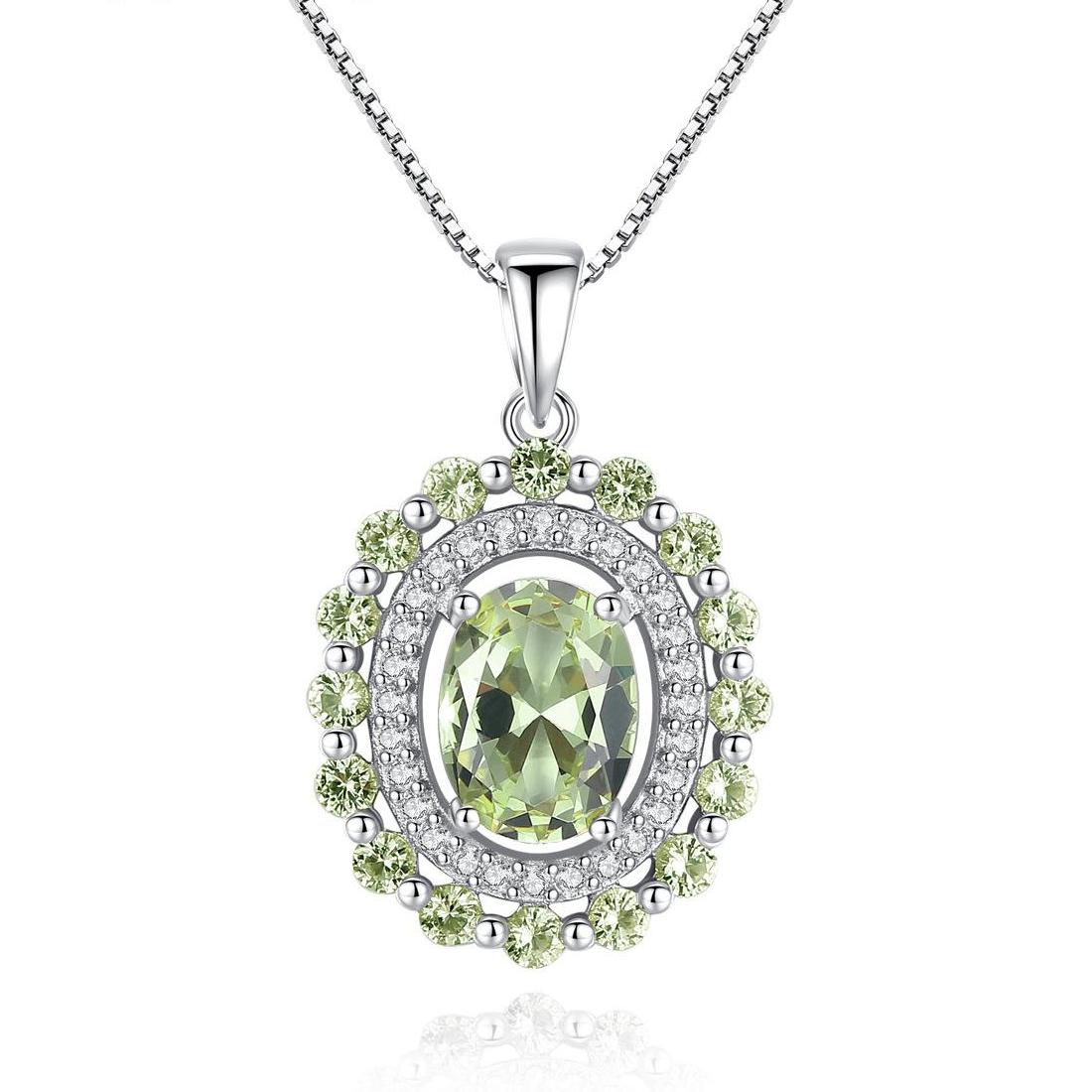 Fast delivery Beautiful Olive Green Austrian Crystal 925 Sterling Silver pendant Necklace Fashion Gift Jewelry for woman