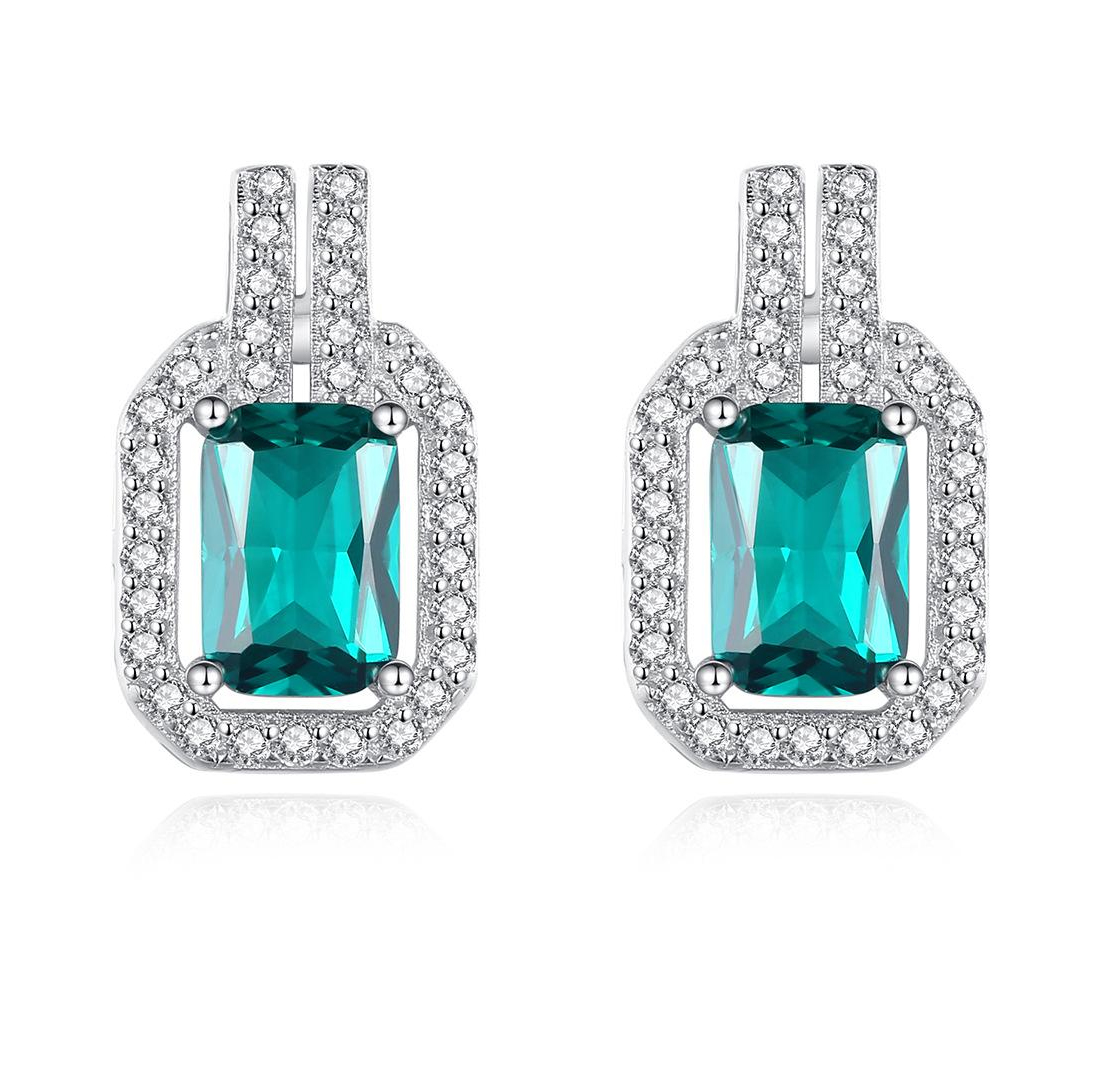 Factory Price Royal Green Princess Austrian Crystal 925 Sterling Silver stud Earrings Beautiful Fashion Gift Jewelry for woman