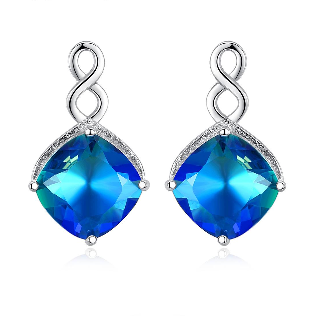 Factory Price Sapphire Blue Austrian Crystal 925 Sterling Silver stud Earrings Beautiful Fashion Gift Jewelry for woman