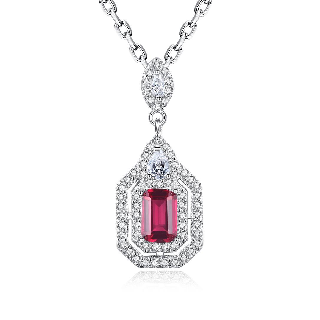 Factory Price Royal Wine Red Austrian Crystal 925 Sterling Silver pendant Necklace Beautiful Fashion Gift Jewelry for woman