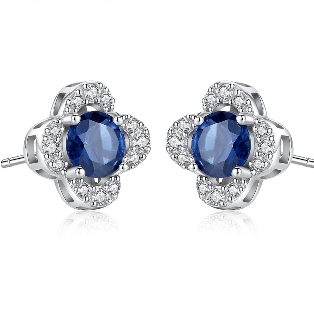 Fast delivery Beautiful Royal Blue Flower Austrian Crystal 925 Sterling Silver stud Earrings Fashion Royal Gift Jewelry for woman