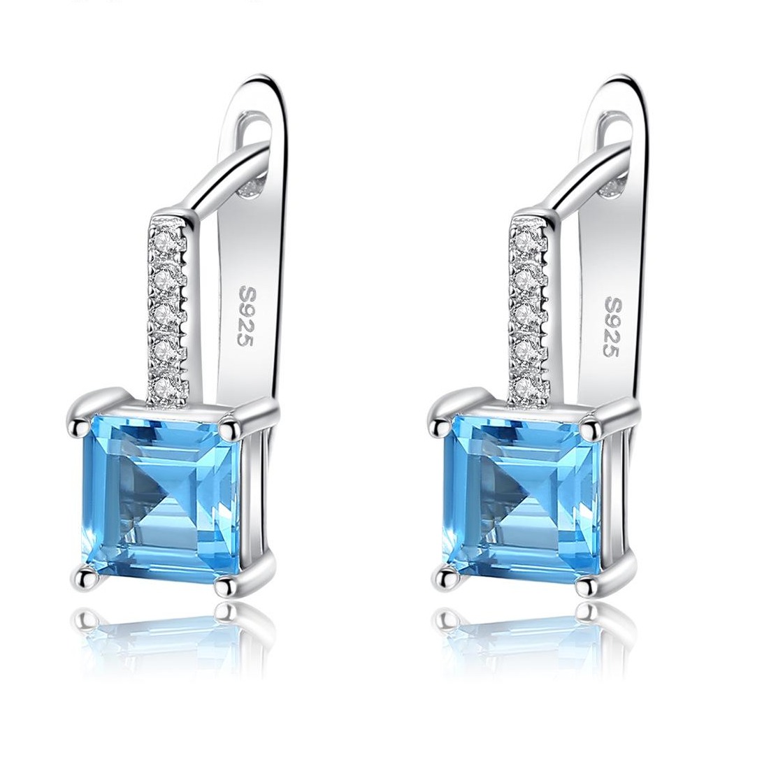 Fast delivery Beautiful Sky Blue topaz Austrian Crystal 925 Sterling Silver Earrings Fashion Royal Gift Jewelry for woman