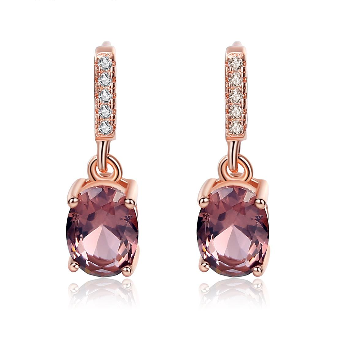 Small MOQ Beautiful Morganite Austrian Crystal zircon 925 Sterling Silver Hanging Earrings Fashion Gift Jewelry for woman