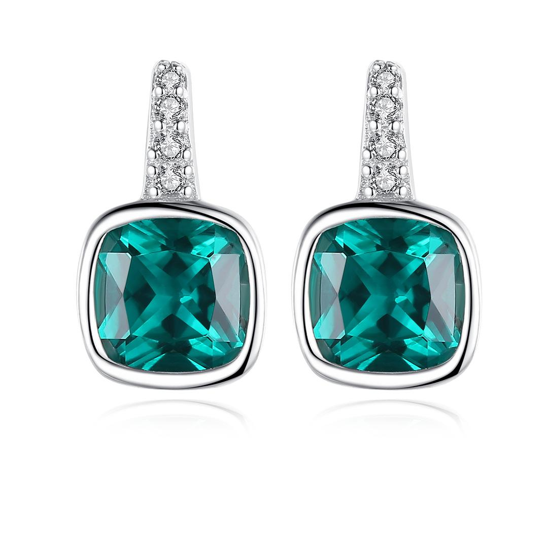 Fast delivery Fashion Emerald Austrian Crystal 925 Sterling Silver stud Earrings Beautiful Gift Jewelry for woman