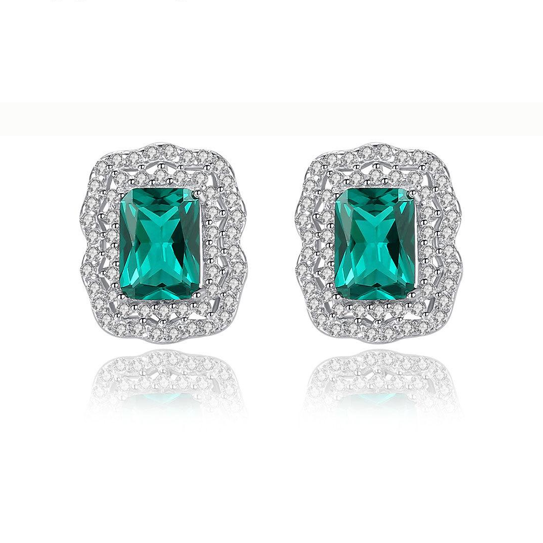 Factory Price Royal Emerald Austrian Crystal 925 Sterling Silver stud Earrings Beautiful Fashion Gift Jewelry for woman