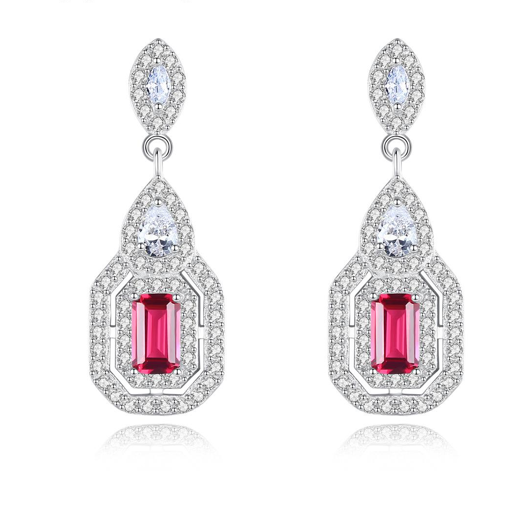 Factory Price Royal Ruby Red Austrian Crystal 925 Sterling Silver Drop Earrings Beautiful Fashion Gift Jewelry for woman