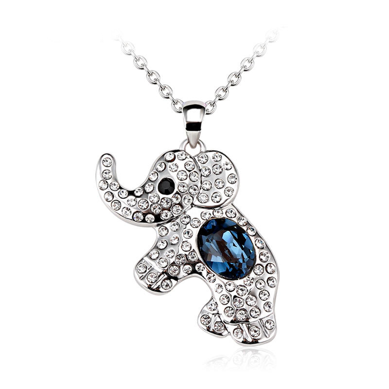 AG10956 Cute Elephant Austrian crystal Rhodium Gold pendant necklace Beautiful Simple Gift Jewelry for Girls