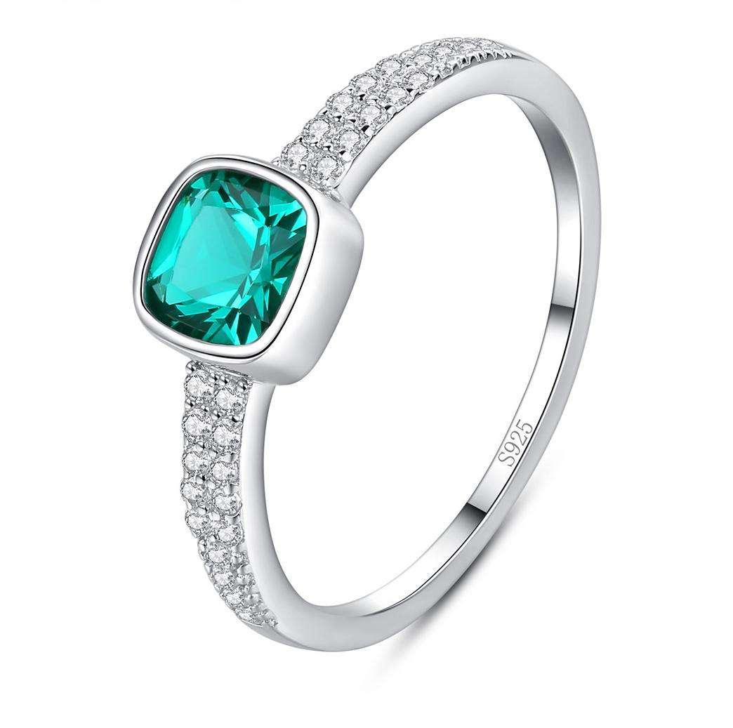 AG Square Emerald Austrian Crystal Zircon 925 Sterling Silver Rings Beautiful Fashion Gift Jewelry for woman Y70424