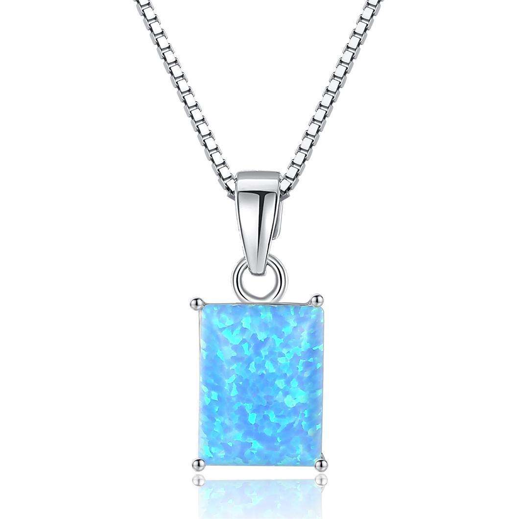 Factory Price Beautiful Square Opal stone 925 Sterling Silver Gold plated pendant Necklace Fashion Gift Jewelry for woman Y10643