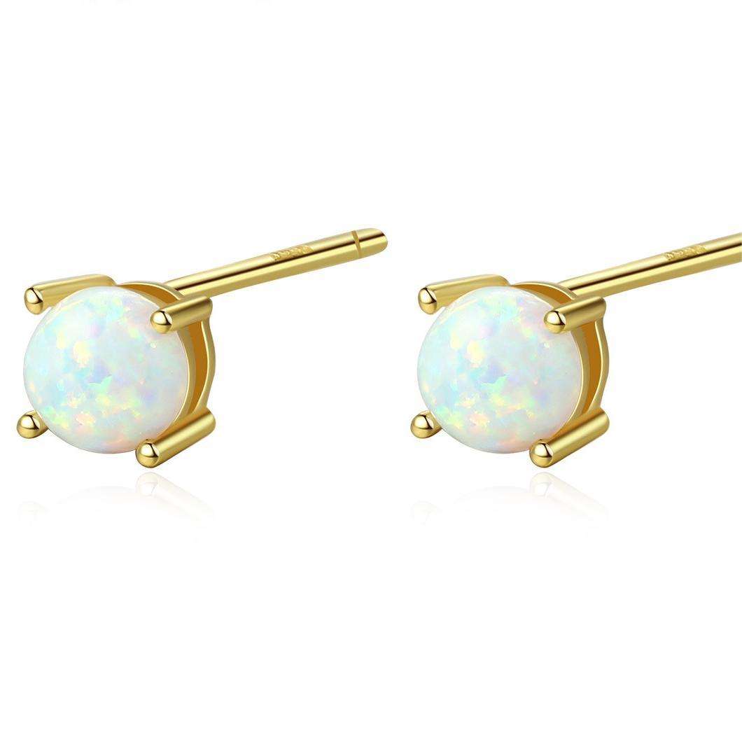 Factory Price Beautiful Round Opal stone 925 Sterling Silver stud Earrings Fashion Gift Jewelry for woman Girls Y20902