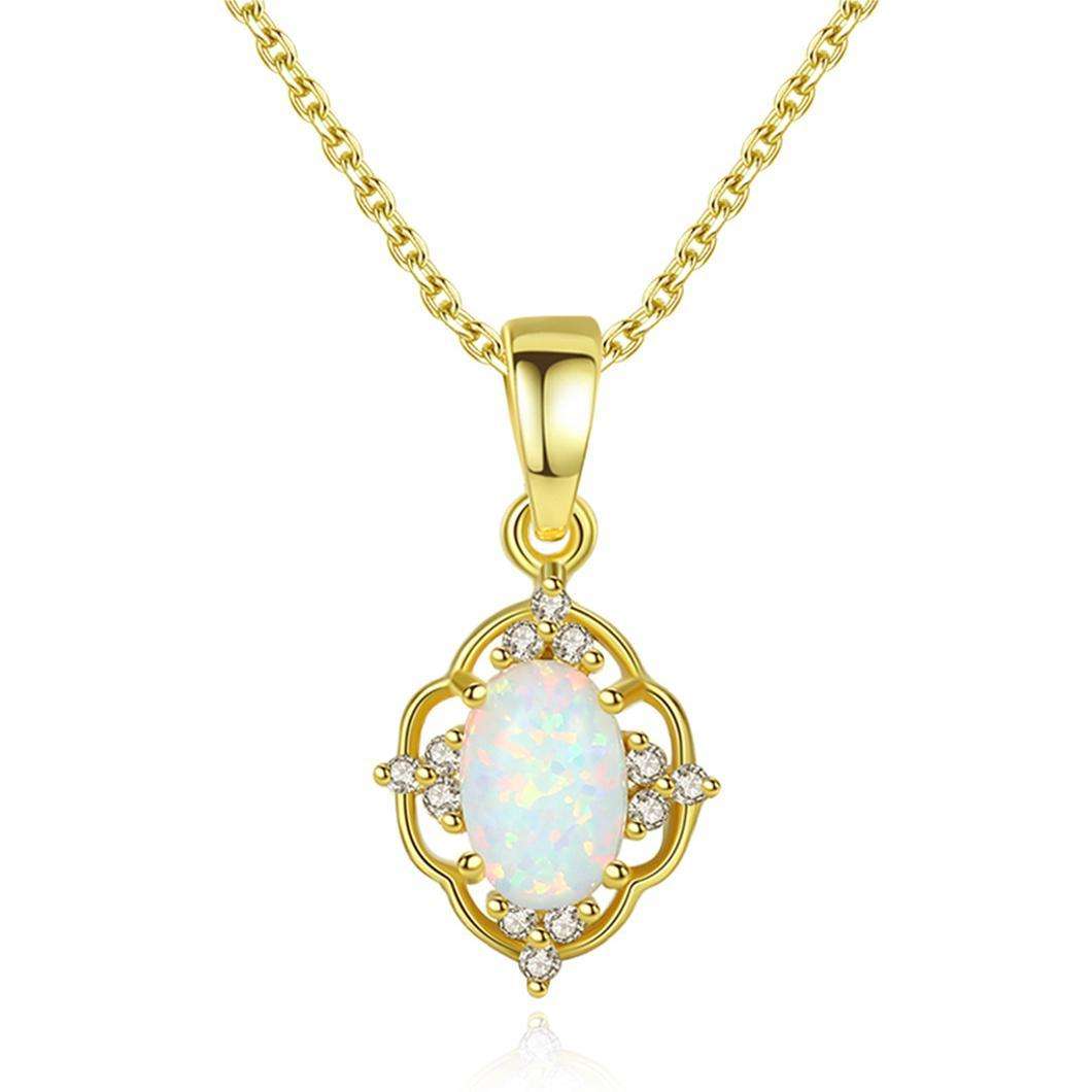 Factory Price Beautiful Princess Opal stone 925 Sterling Silver Gold plated pendant Necklace Fashion Gift Jewelry for woman Y10722