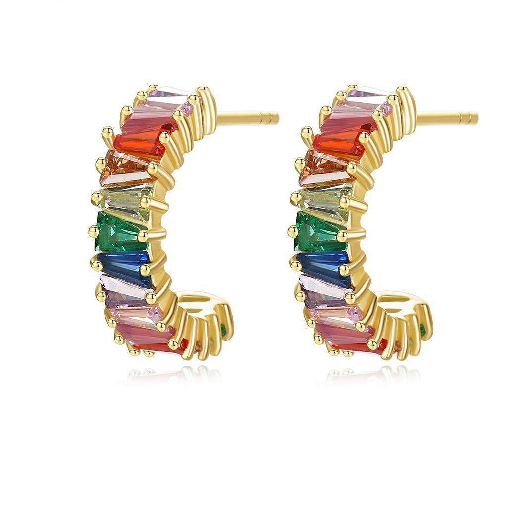 Factory Price Beautiful Color Austrian Crystal Gold plated 925 Sterling Silver stud Earrings Fashion Gift Jewelry for woman Y21220