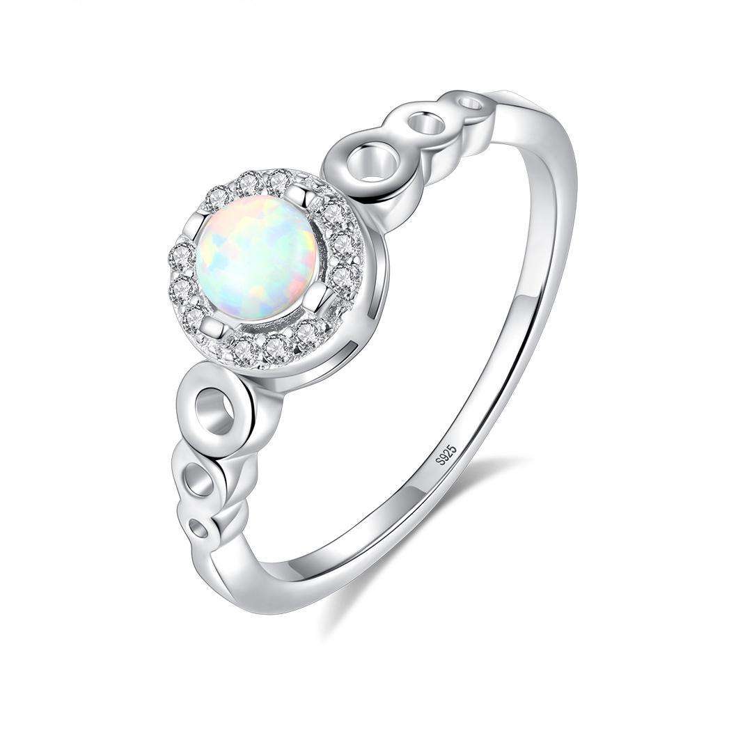 Factory Price Beautiful Round Opal stone 925 Sterling Silver Gold plated Rings Fashion Gift Jewelry for woman Girls Y70362