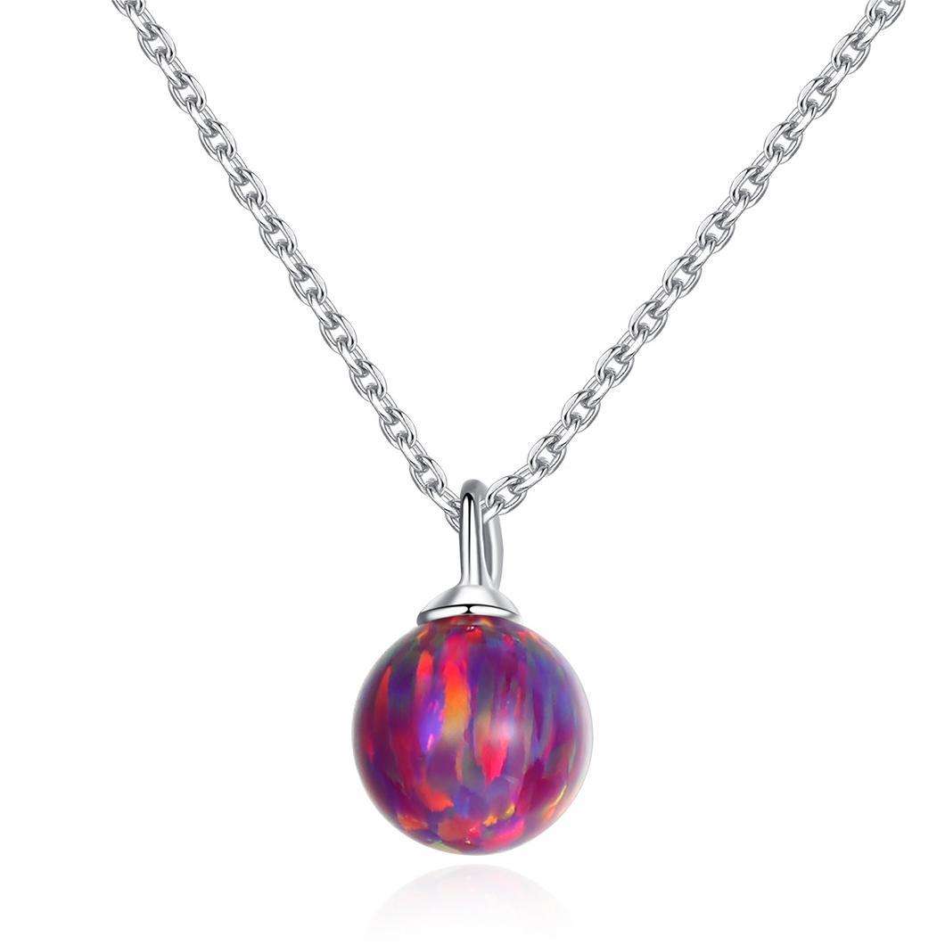 Factory Price Beautiful Opal stone Ball 925 Sterling Silver pendant Necklace Fashion Gift Jewelry for woman Y10708