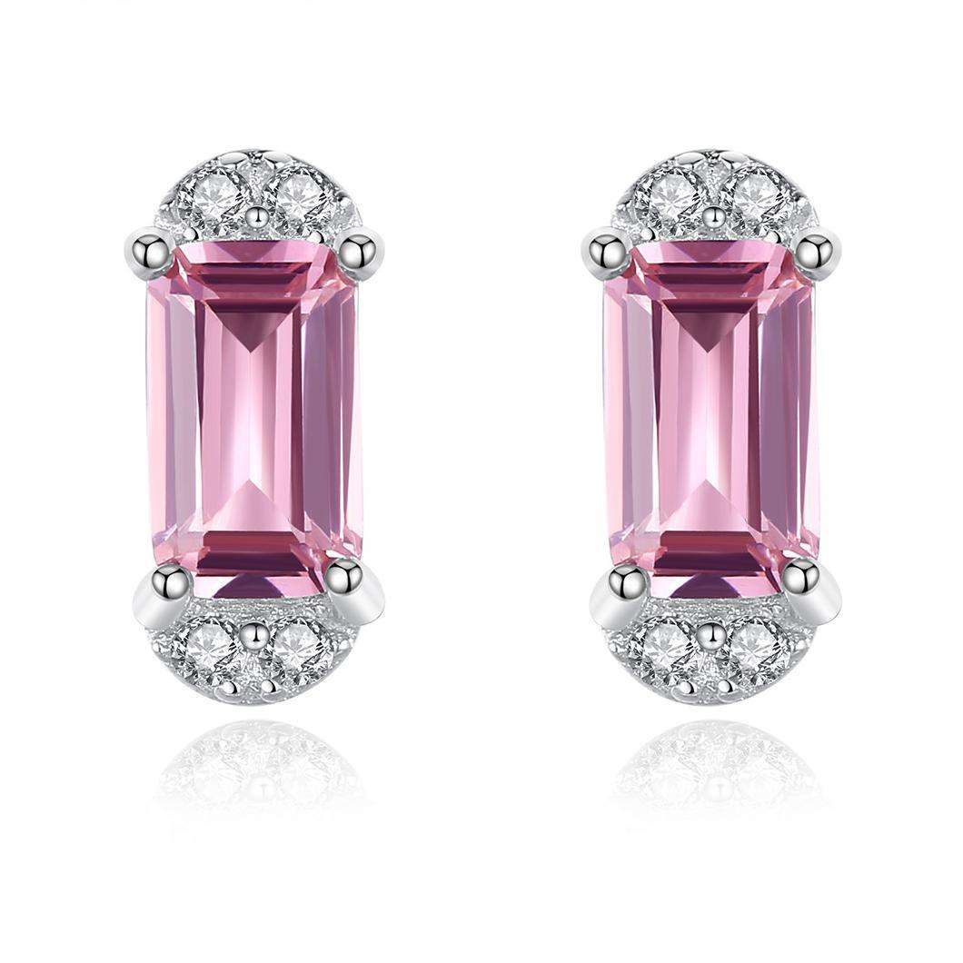 Factory Price Beautiful Square Pink Austrian Crystal 925 Sterling Silver stud Earrings Fashion Gift Jewelry for woman Y21217