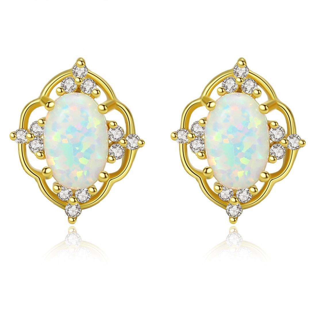 Factory Price Beautiful Royal Princess Opal stone Zircon 925 Sterling Silver stud Earrings Fashion Gift Jewelry for woman Y21151