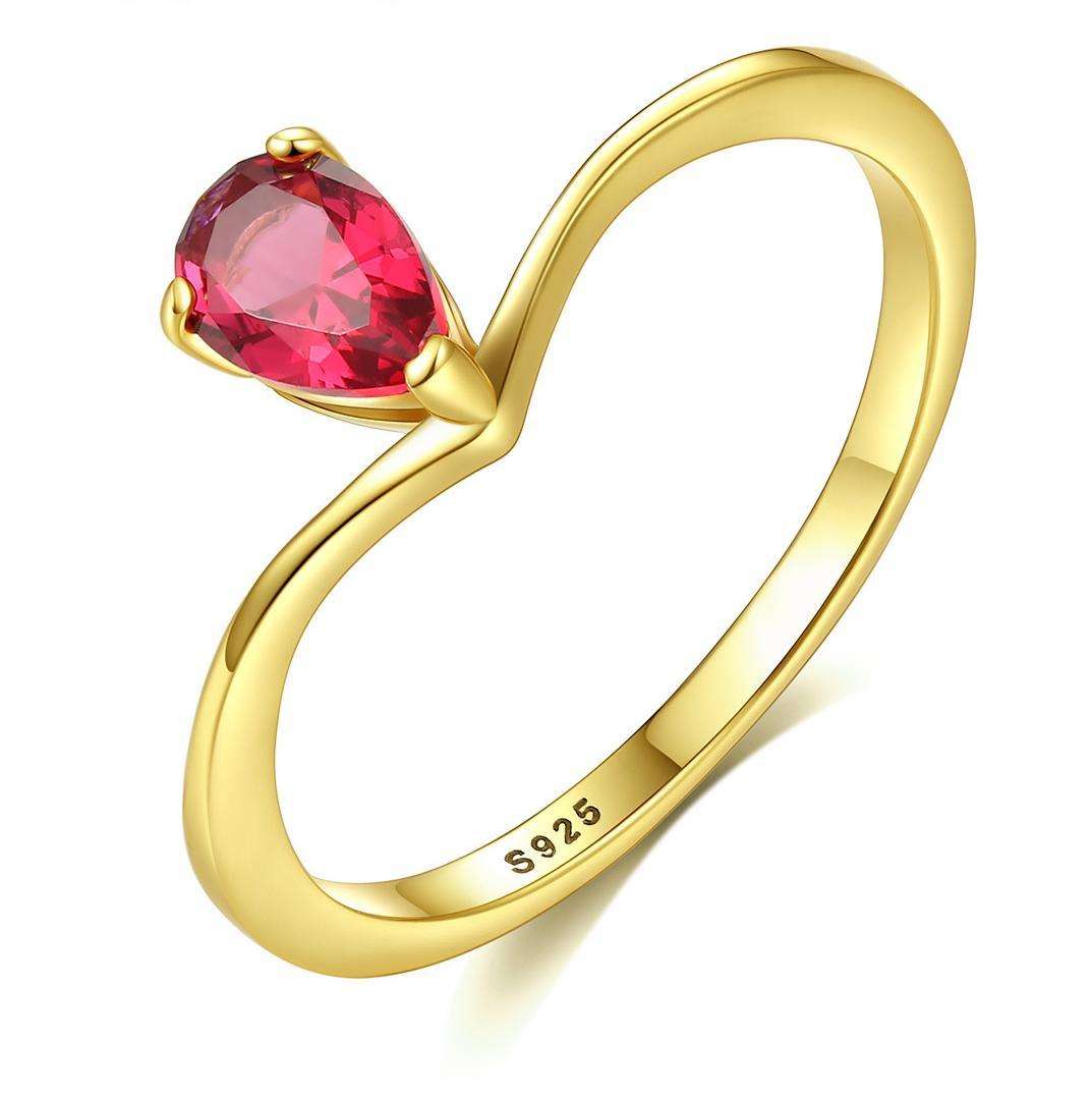 Ruby Red Austrian Crystal Gold plated 925 Sterling Silver Rings Beautiful Fashion Gift Jewelry for woman Y70421