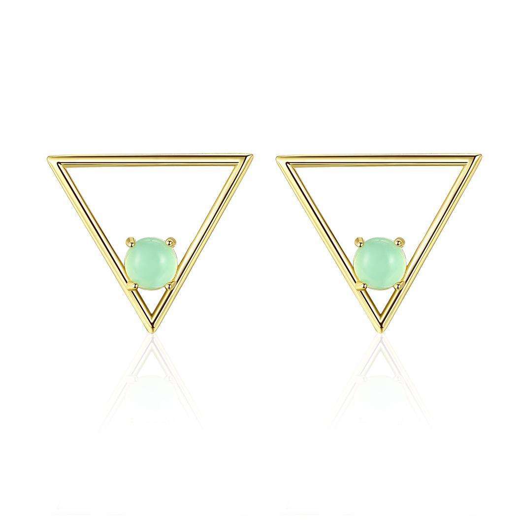 Factory Price Beautiful Triangle design Opal stone 925 Sterling Silver stud Earrings Fashion Gift Jewelry for woman and Girls Y21225