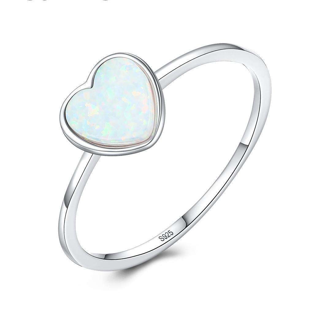 Fashion Heart shape Opal stone 925 Sterling Silver Gold plated Rings Beautiful Gift Jewelry for woman Girls Y70320