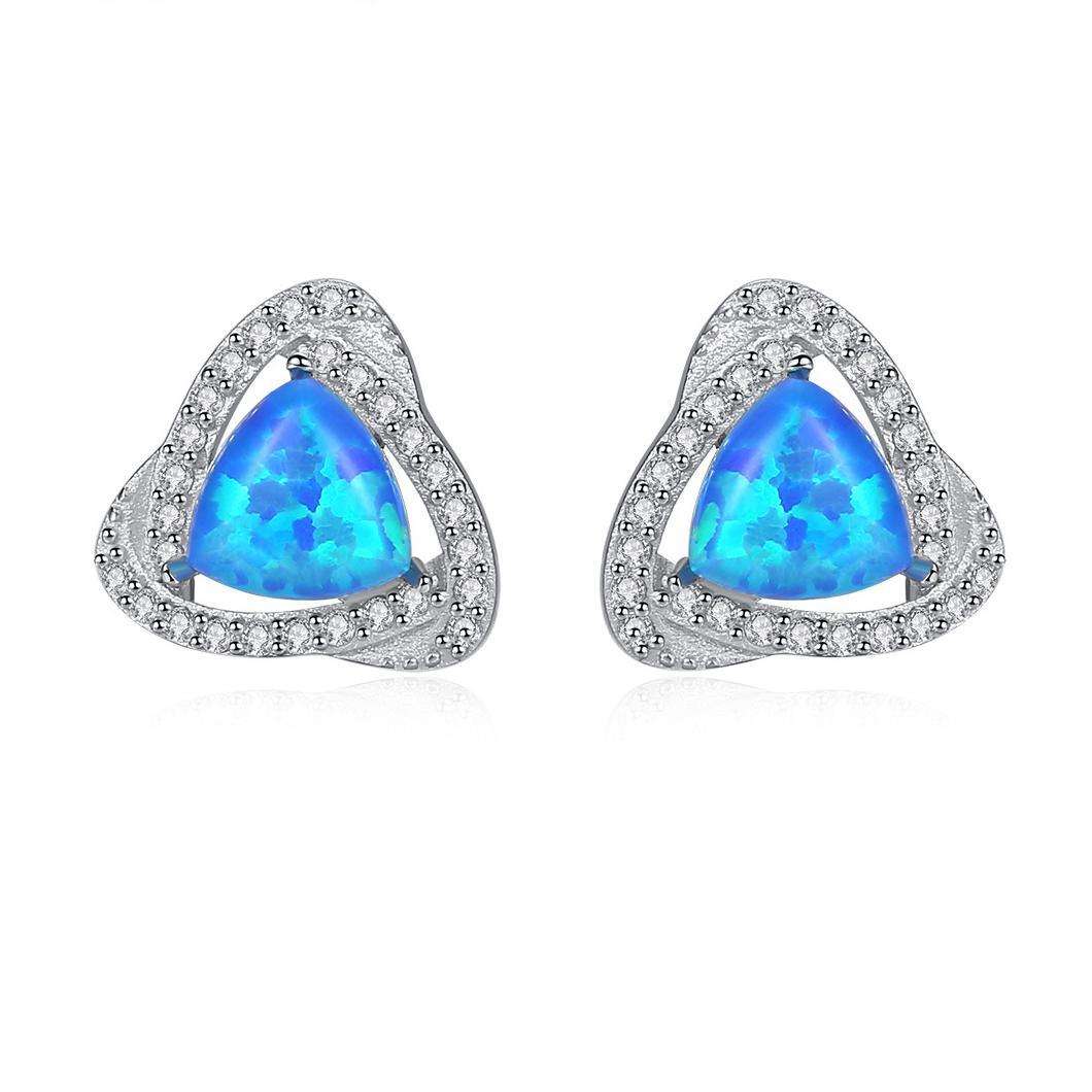 Factory Price Beautiful Triangle Opal stone Zircon 925 Sterling Silver stud Earrings Fashion Gift Jewelry for woman Y21146