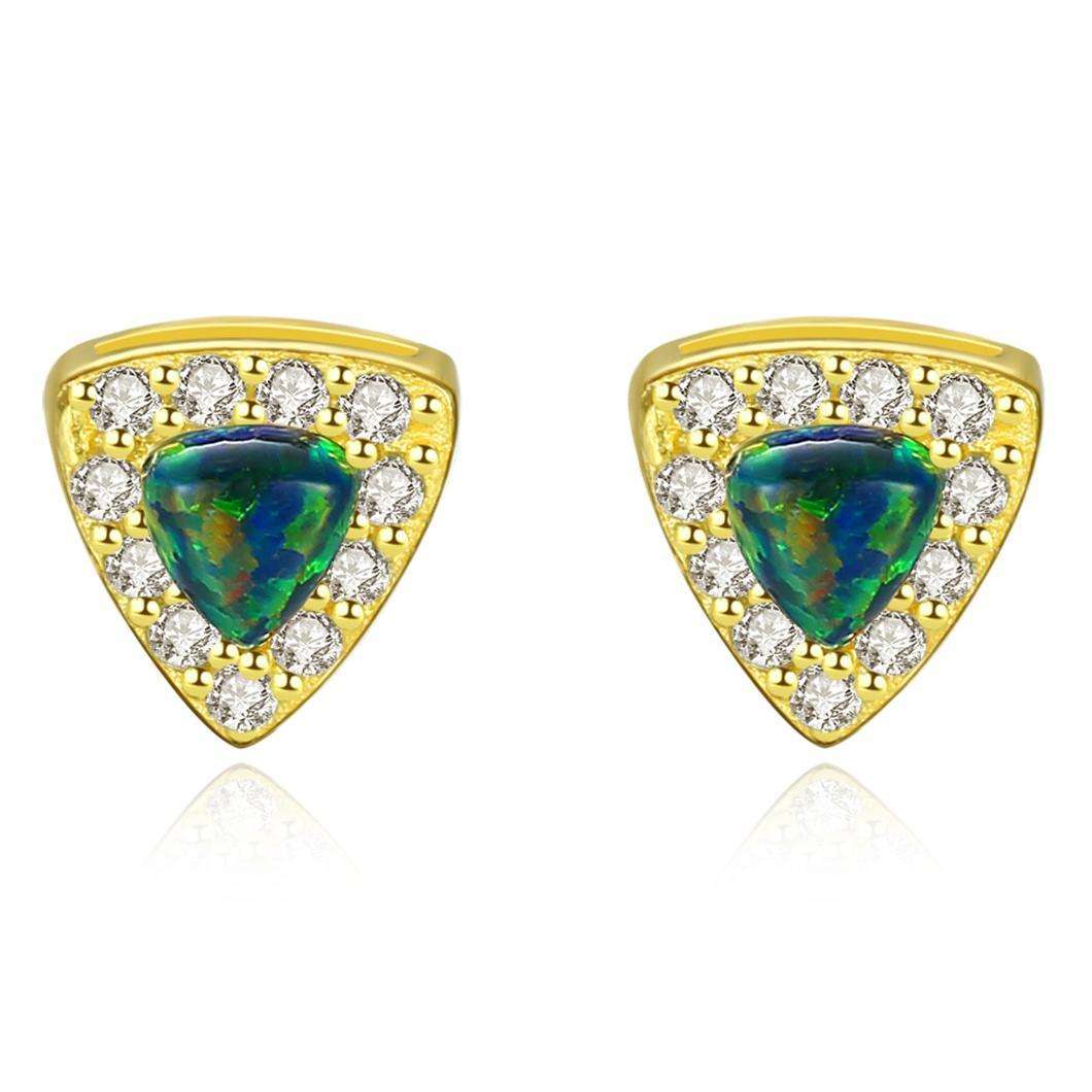 Factory Price Beautiful Triangle Opal stone Zircon 925 Sterling Silver stud Earrings Fashion Gift Jewelry for woman Y21147