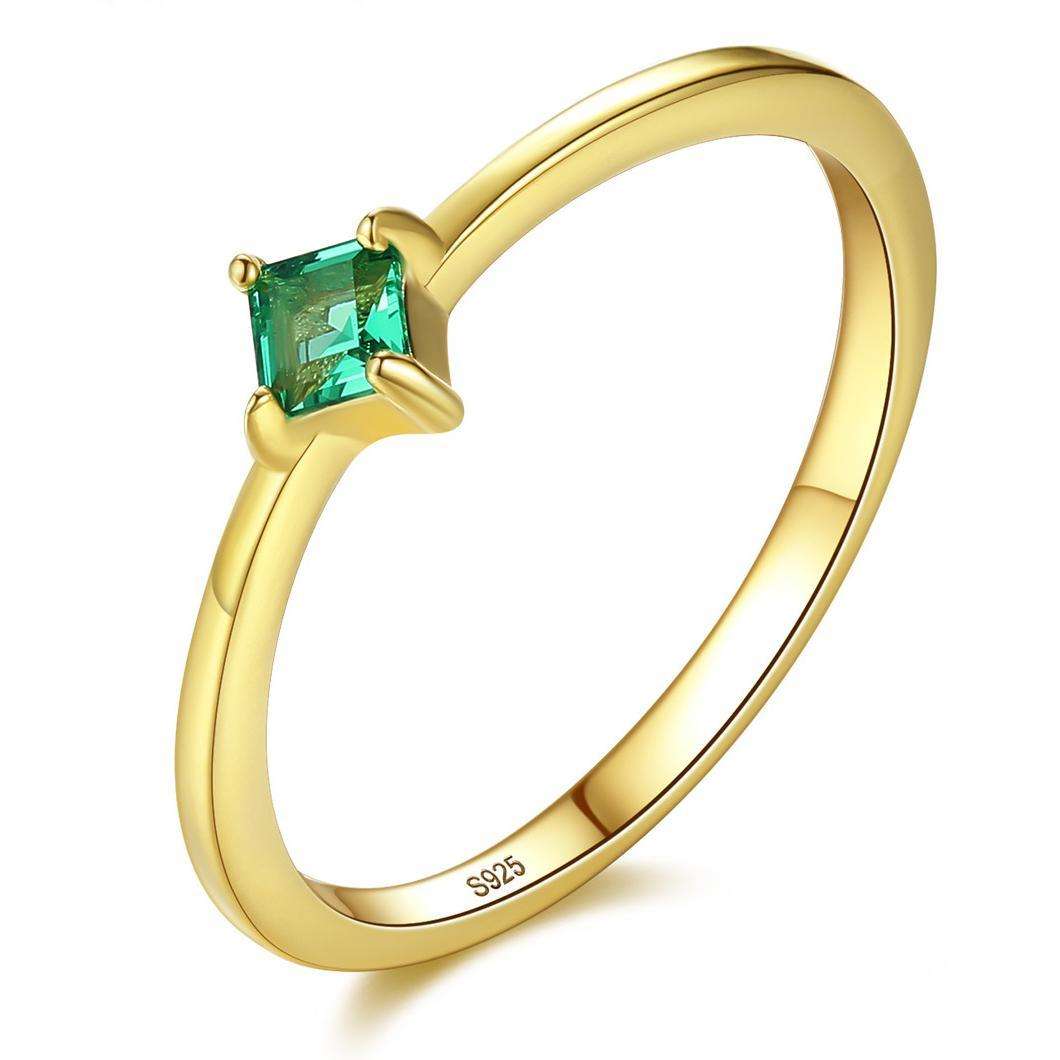 Small MOQ Gold plated Emerald Austrian Crystal 925 Sterling Silver Rings Beautiful Fashion Gift Jewelry for woman Y70408