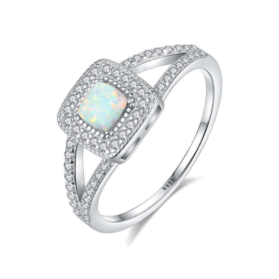 Royal Square Opal stone 925 Sterling Silver Rings Beautiful Fashion Gift Jewelry for woman Girls Y70364