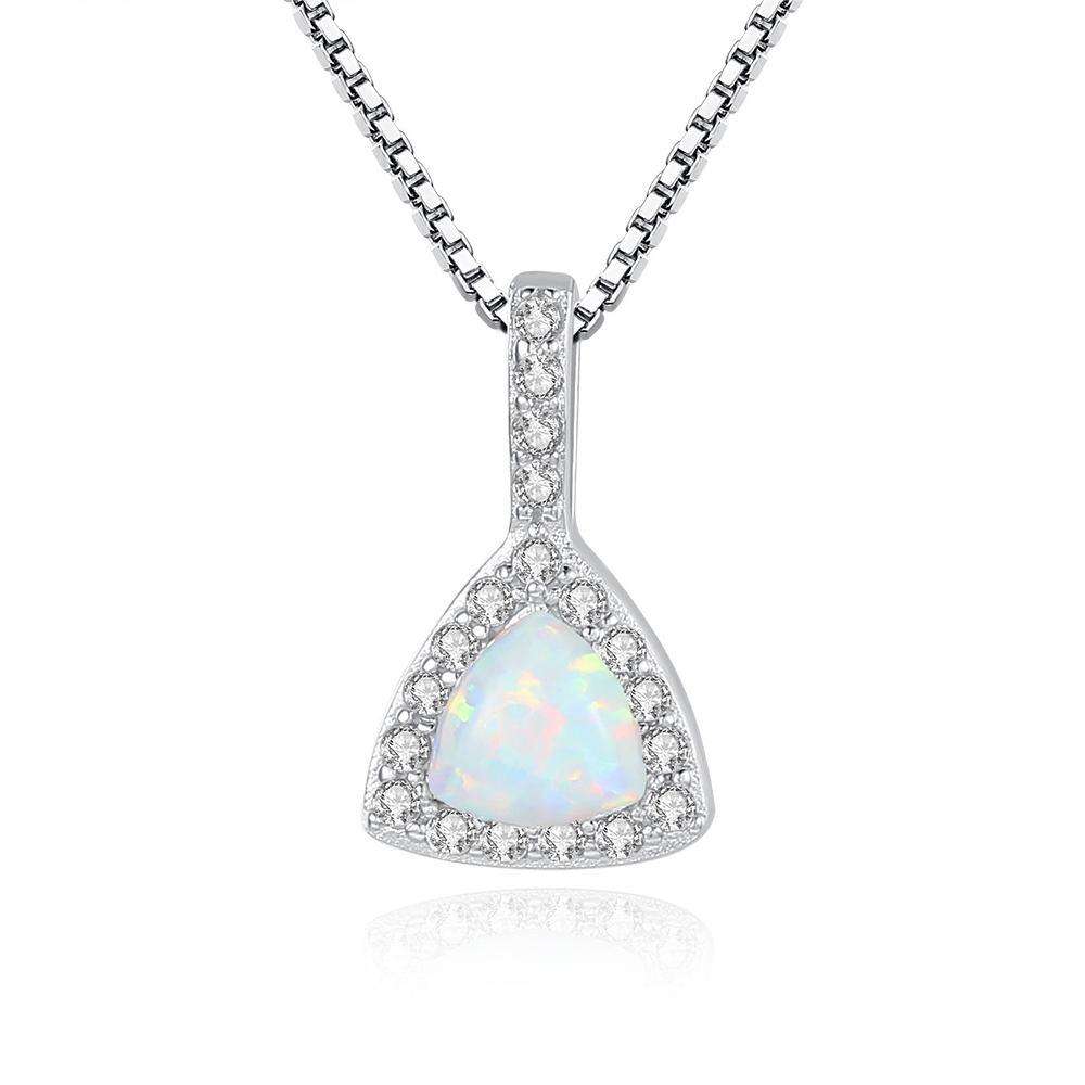 Factory Price Beautiful Triangular Opal stone 925 Sterling Silver Gold plated pendant Necklace Fashion Gift Jewelry for woman Y10675